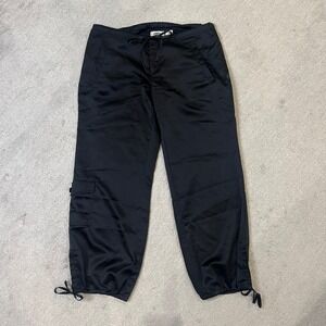 Old Navy Satin Cargo‎ Pants Drawstring Waist Women's Cropped Casual Black Size 4